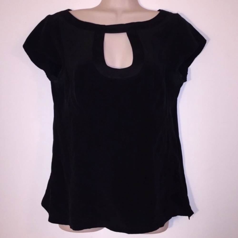Nanette Lepore black peep silk top